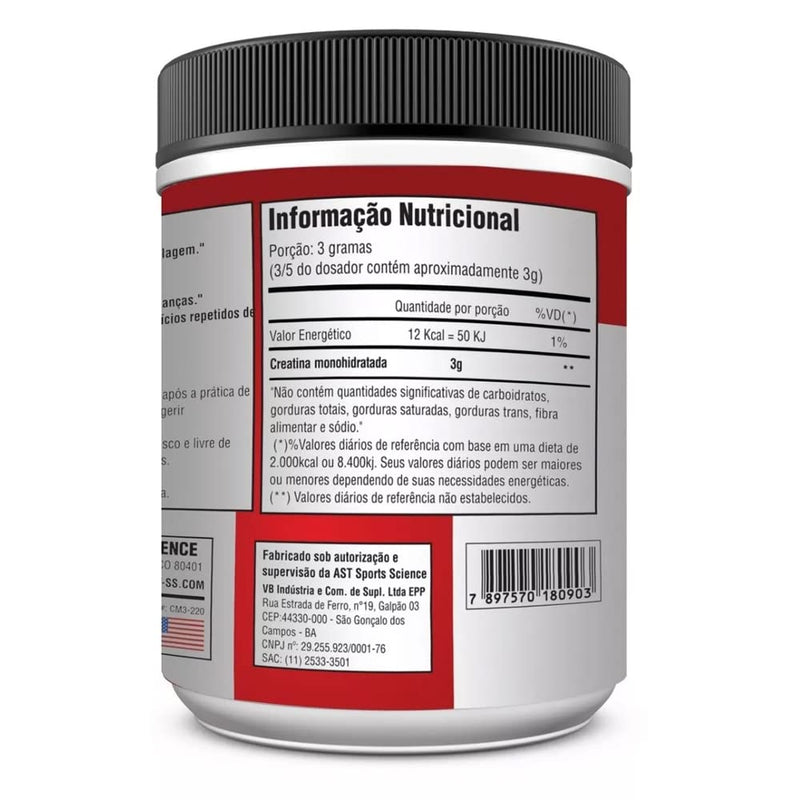 CREATINA MICRONIZADA E MONIHIDRATADA 300G - AST SPORTS SCIENCE