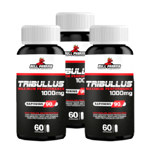 TRIBULUS 1000MG 90% SAPONIN 60CPS - BULL PHARMA - KIT 3UN