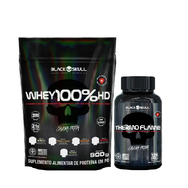 WHEY 100% 3W BLACK SKULL + THERMO FLAMME 120CPS